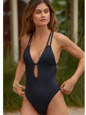 Peixoto Black Strappy One-Piece Swimsuit